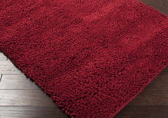 Frederika Solid Dark Red Wool Shag Rug - Clearance - Ornate Home