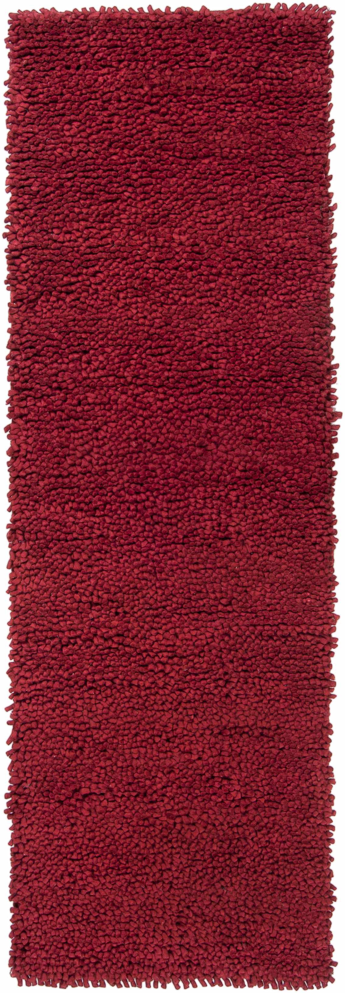 Frederika Solid Dark Red Wool Shag Rug - Clearance - Ornate Home