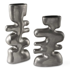 Free Flowing Nickel Vases (Set of 2) - Ornate Home