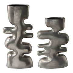 Free Flowing Nickel Vases (Set of 2) - Ornate Home