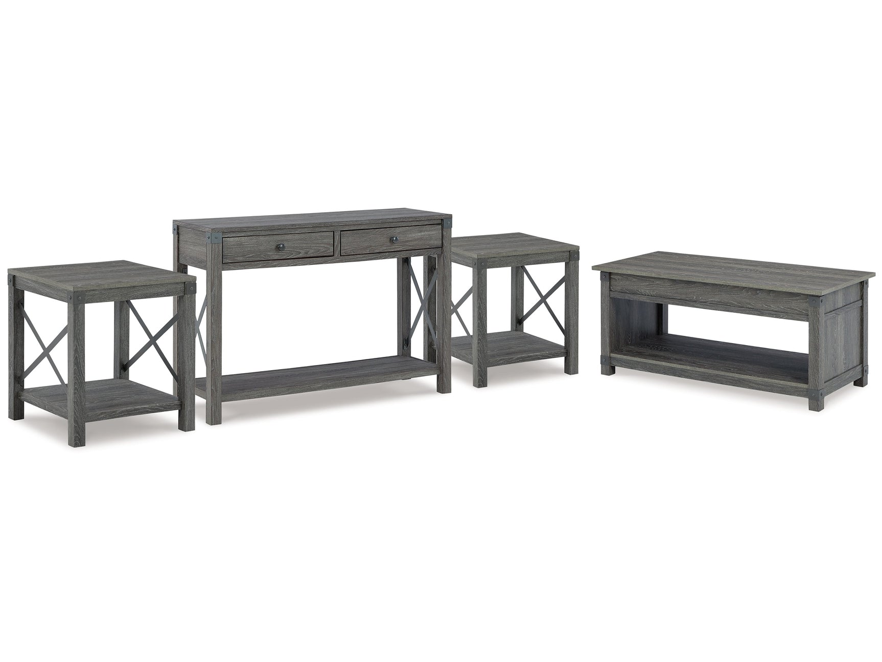 Freedan Grayish Brown Lift-top Coffee Table, 2 End Tables and Console (Online Special Price) - Ornate Home