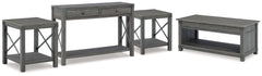 Freedan Grayish Brown Lift-top Coffee Table, 2 End Tables and Console - Ornate Home