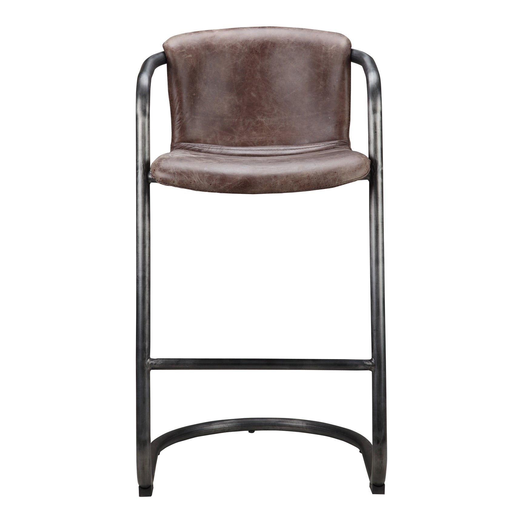 Freeman Brown Leather Barstool (Set of 2) - Ornate Home