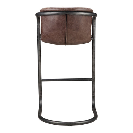 Freeman Brown Leather Barstool (Set of 2) - Ornate Home