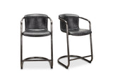 Freeman Onyx Black Leather Counter Stool (Set of 2) - Ornate Home