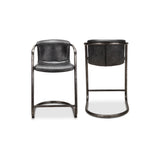 Freeman Onyx Black Leather Counter Stool (Set of 2) - Ornate Home
