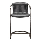 Freeman Onyx Black Leather Counter Stool (Set of 2) - Ornate Home