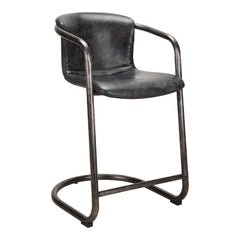 Freeman Onyx Black Leather Counter Stool (Set of 2) - Ornate Home