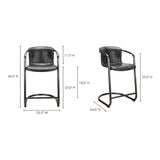 Freeman Onyx Black Leather Counter Stool (Set of 2) - Ornate Home