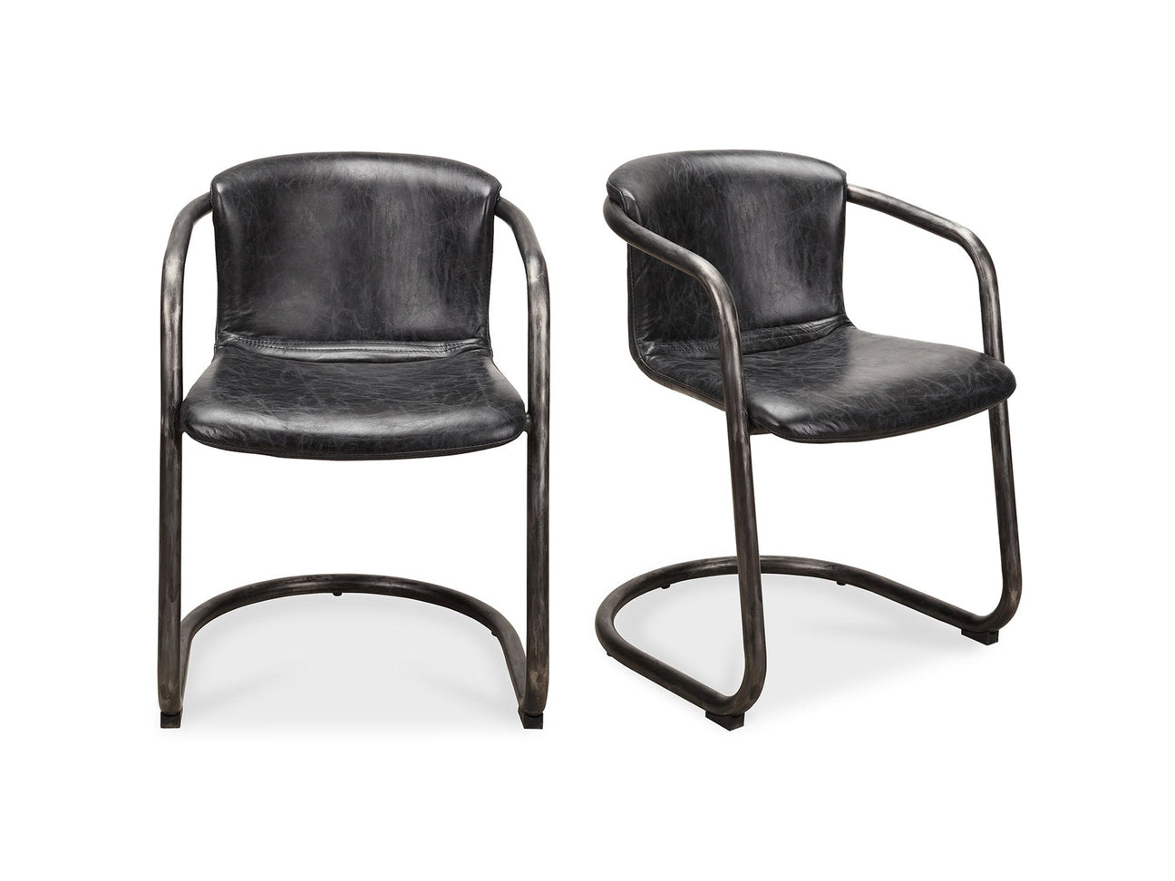 Freeman Onyx Black Leather Dining Chair (Set of 2) - Ornate Home