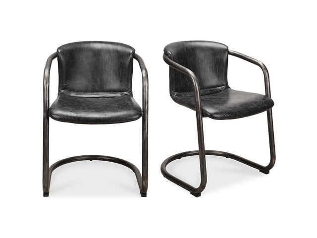 Freeman Onyx Black Leather Dining Chair (Set of 2) - Ornate Home
