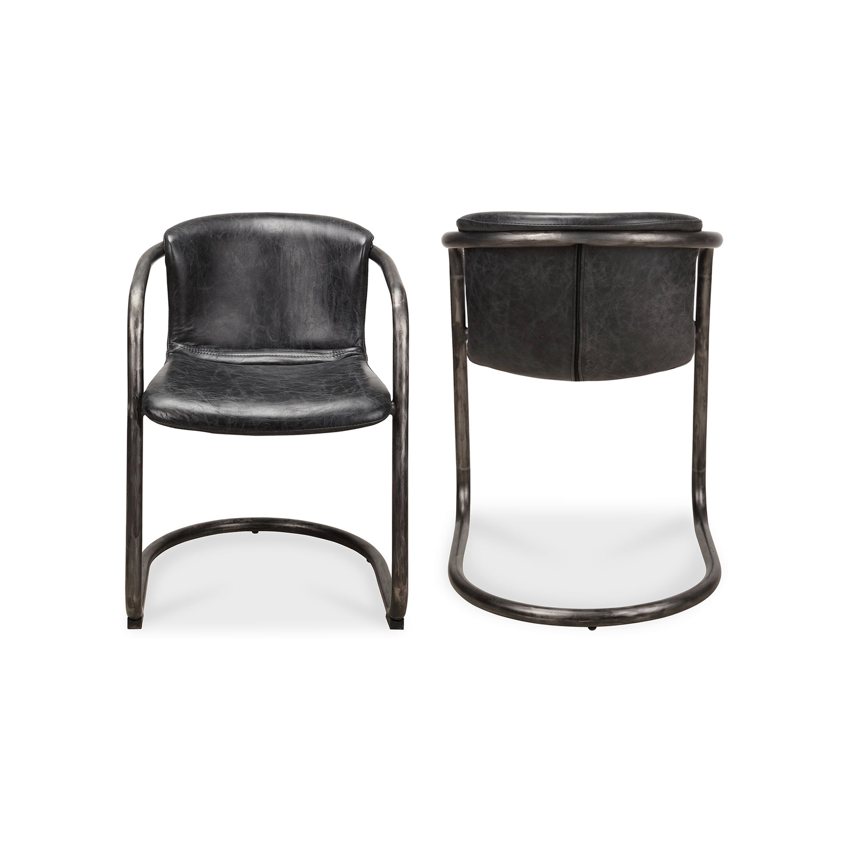 Freeman Onyx Black Leather Dining Chair (Set of 2) - Ornate Home