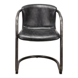 Freeman Onyx Black Leather Dining Chair (Set of 2) - Ornate Home
