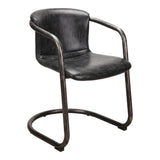 Freeman Onyx Black Leather Dining Chair (Set of 2) - Ornate Home