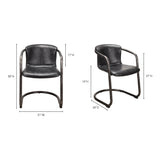 Freeman Onyx Black Leather Dining Chair (Set of 2) - Ornate Home