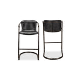 Freeman Two Barstool Onyx Black Leather   Set Of - Ornate Home