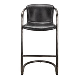 Freeman Two Barstool Onyx Black Leather   Set Of - Ornate Home