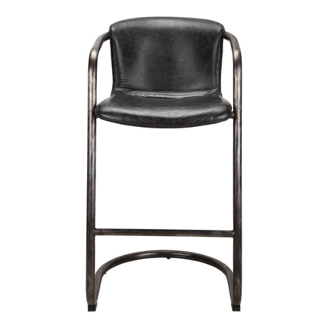 Freeman Two Barstool Onyx Black Leather   Set Of - Ornate Home