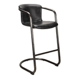 Freeman Two Barstool Onyx Black Leather   Set Of - Ornate Home