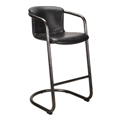 Freeman Two Barstool Onyx Black Leather   Set Of - Ornate Home