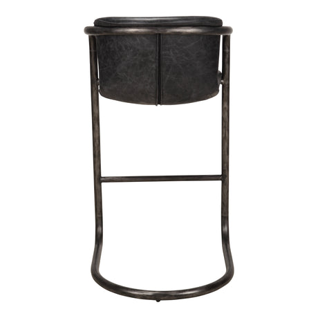 Freeman Two Barstool Onyx Black Leather   Set Of - Ornate Home