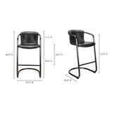 Freeman Two Barstool Onyx Black Leather   Set Of - Ornate Home