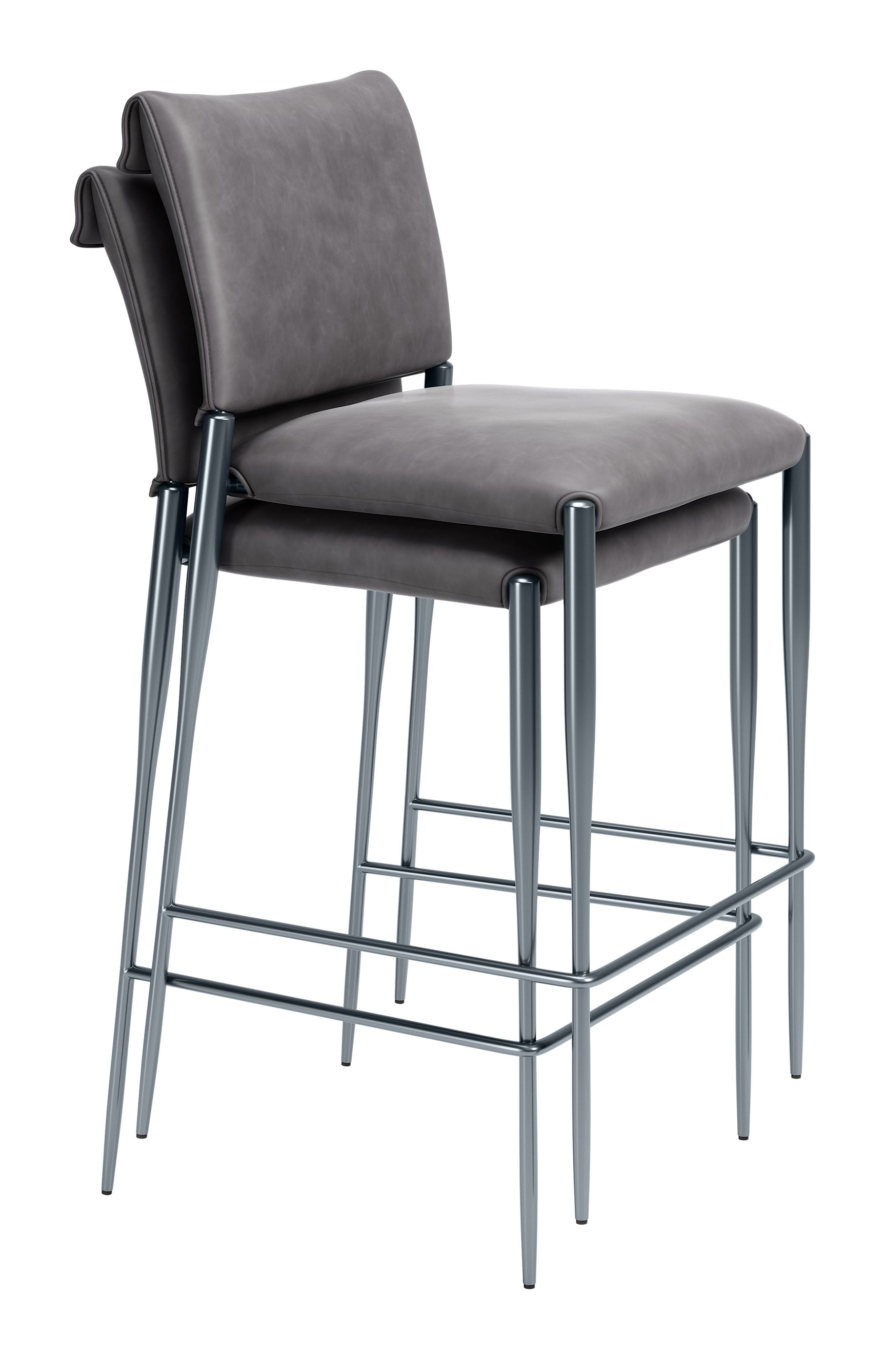 Freesia Charcoal Gray Barstool (Set of 2) - Ornate Home