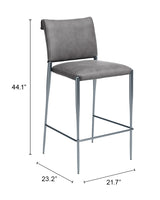 Freesia Charcoal Gray Barstool (Set of 2) - Ornate Home