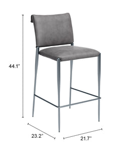 Freesia Charcoal Gray Barstool (Set of 2) - Ornate Home