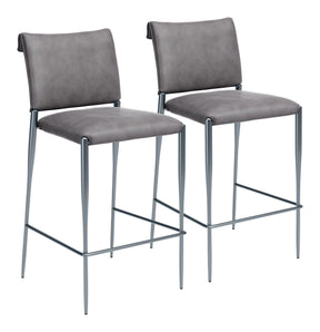 Freesia Charcoal Gray Barstool (Set of 2) - Ornate Home