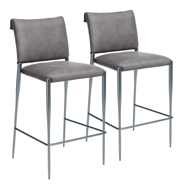 Freesia Charcoal Gray Barstool (Set of 2) - Ornate Home