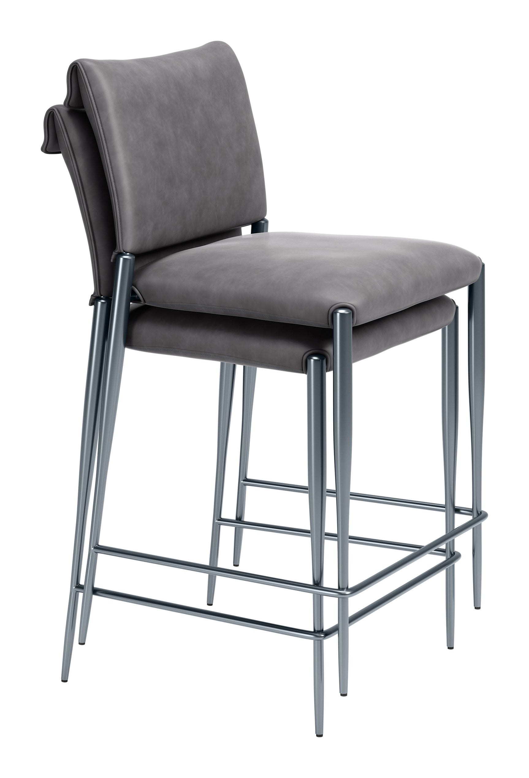 Freesia Charcoal Gray Counter Stool (Set of 2) - Ornate Home
