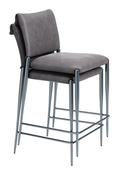 Freesia Charcoal Gray Counter Stool (Set of 2) - Ornate Home