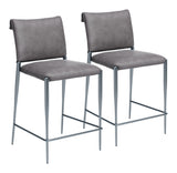 Freesia Charcoal Gray Counter Stool (Set of 2) - Ornate Home