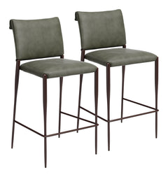 Freesia Olive Green Barstool (Set of 2) - Ornate Home