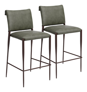 Freesia Olive Green Barstool (Set of 2) - Ornate Home