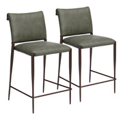 Freesia Olive Green Counter Stool (Set of 2) - Ornate Home