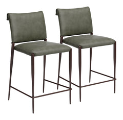 Freesia Olive Green Counter Stool (Set of 2) - Ornate Home