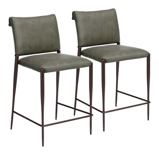 Freesia Olive Green Counter Stool (Set of 2) - Ornate Home