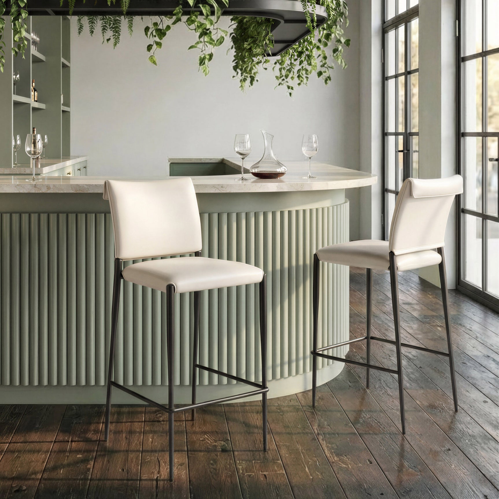 Freesia White Barstool (Set of 2) - Ornate Home