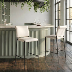 Freesia White Barstool (Set of 2) - Ornate Home