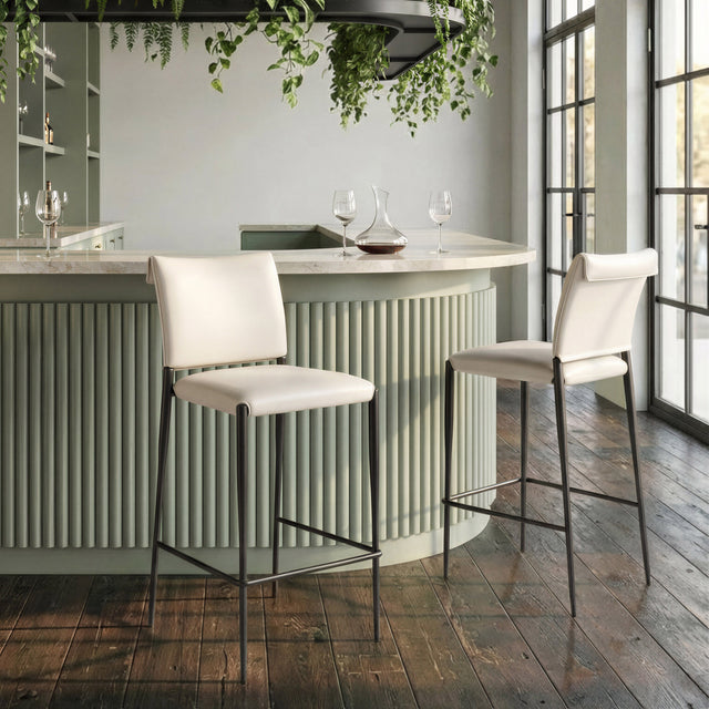 Freesia White Barstool (Set of 2) - Ornate Home
