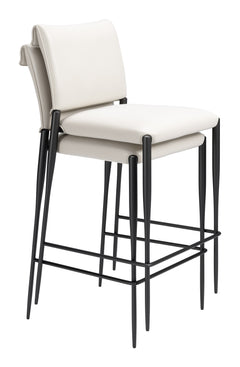 Freesia White Barstool (Set of 2) - Ornate Home