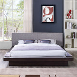 Freja Cappuccino/Gray Fabric Queen Platform Bed - Ornate Home
