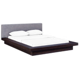 Freja Cappuccino/Gray Fabric Queen Platform Bed - Ornate Home