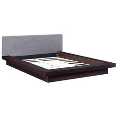 Freja Cappuccino/Gray Fabric Queen Platform Bed - Ornate Home