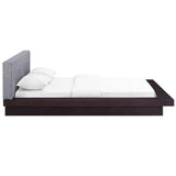Freja Cappuccino/Gray Fabric Queen Platform Bed - Ornate Home