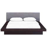 Freja Cappuccino/Gray Fabric Queen Platform Bed - Ornate Home