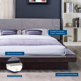 Freja Cappuccino/Gray Fabric Queen Platform Bed - Ornate Home
