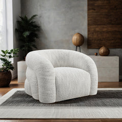 Freja Cotton White Swivel Chair - Ornate Home
